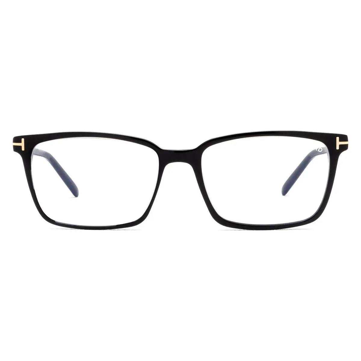 Tom Ford FT5802-B Eyeglasses Shiny Black/t Logo/blue Block 55