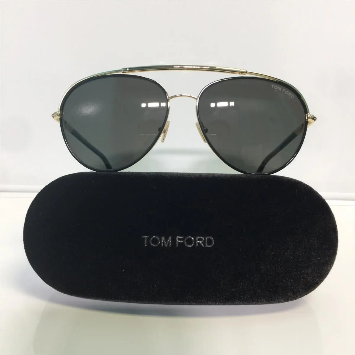 Tom Ford Curtis TF748 01D Shiny Black Gold Aviator Polarized Sunglasses 59mm