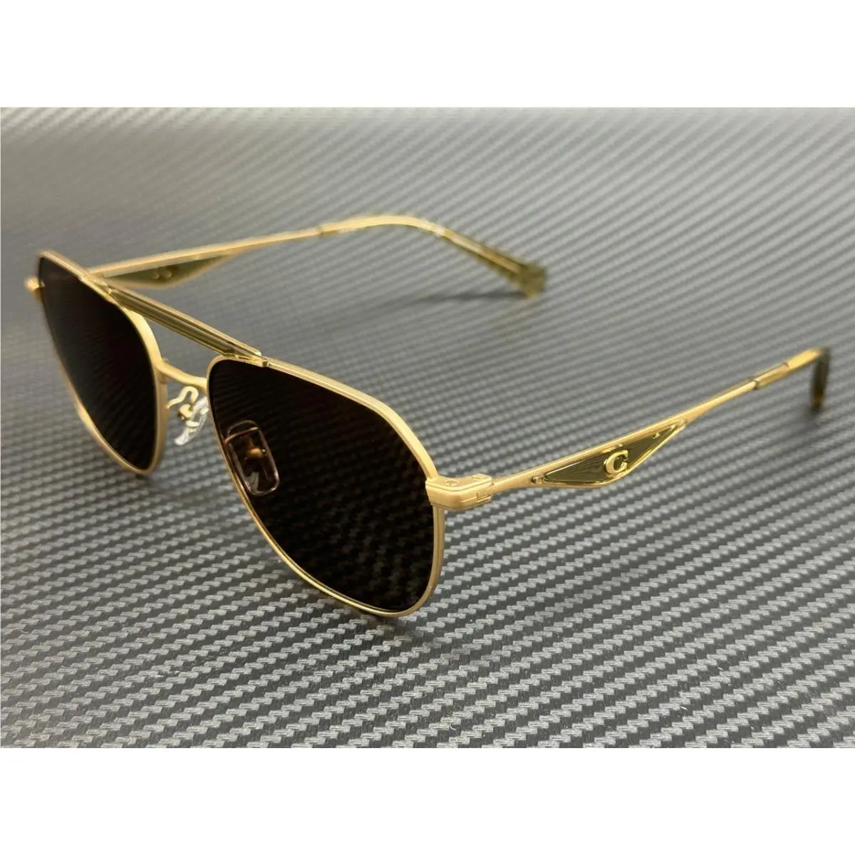 Coach HC7178 900573 Satin Gold Brown Men`s 57 mm Sunglasses