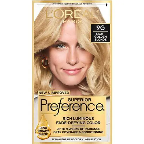Loreal Preference Color Light Golden Blonde Permanent Fade Defying 9G 2 Pack