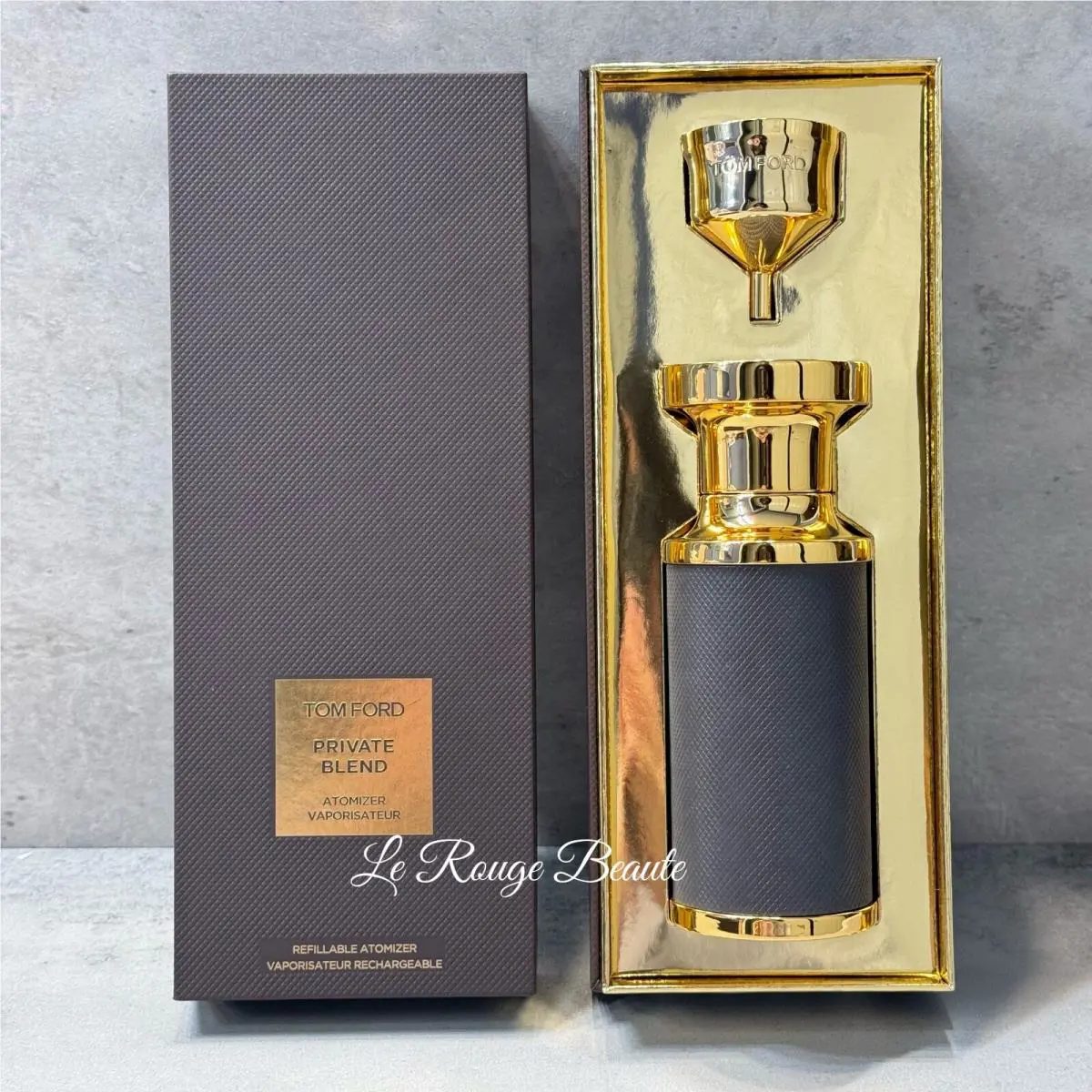 Tom Ford Private Blend Refillable Atomizer Case Empty Leather Bottle - Dark Grey