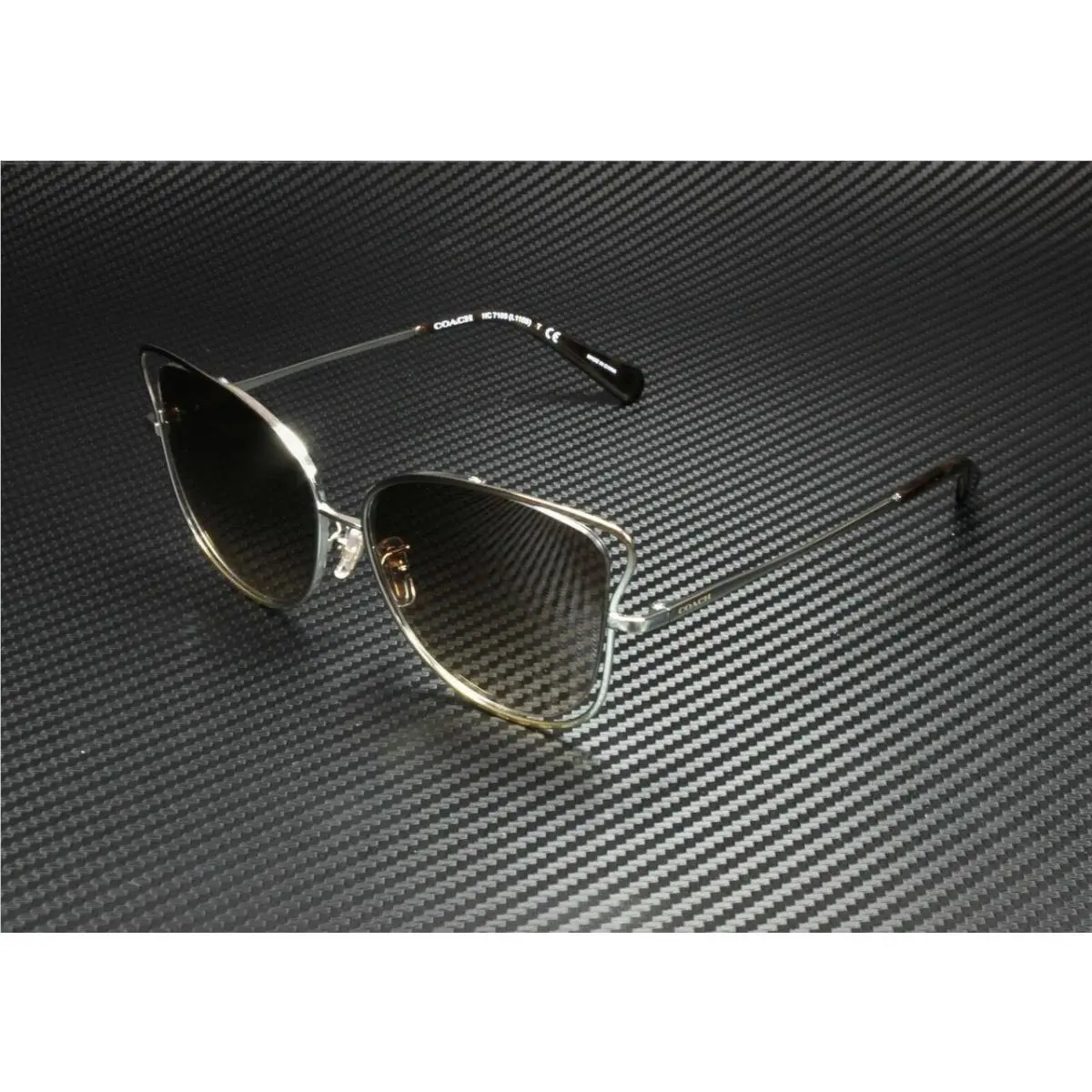 Coach HC7106 933913 Brown Silver Square Women`s 55 mm Sunglasses