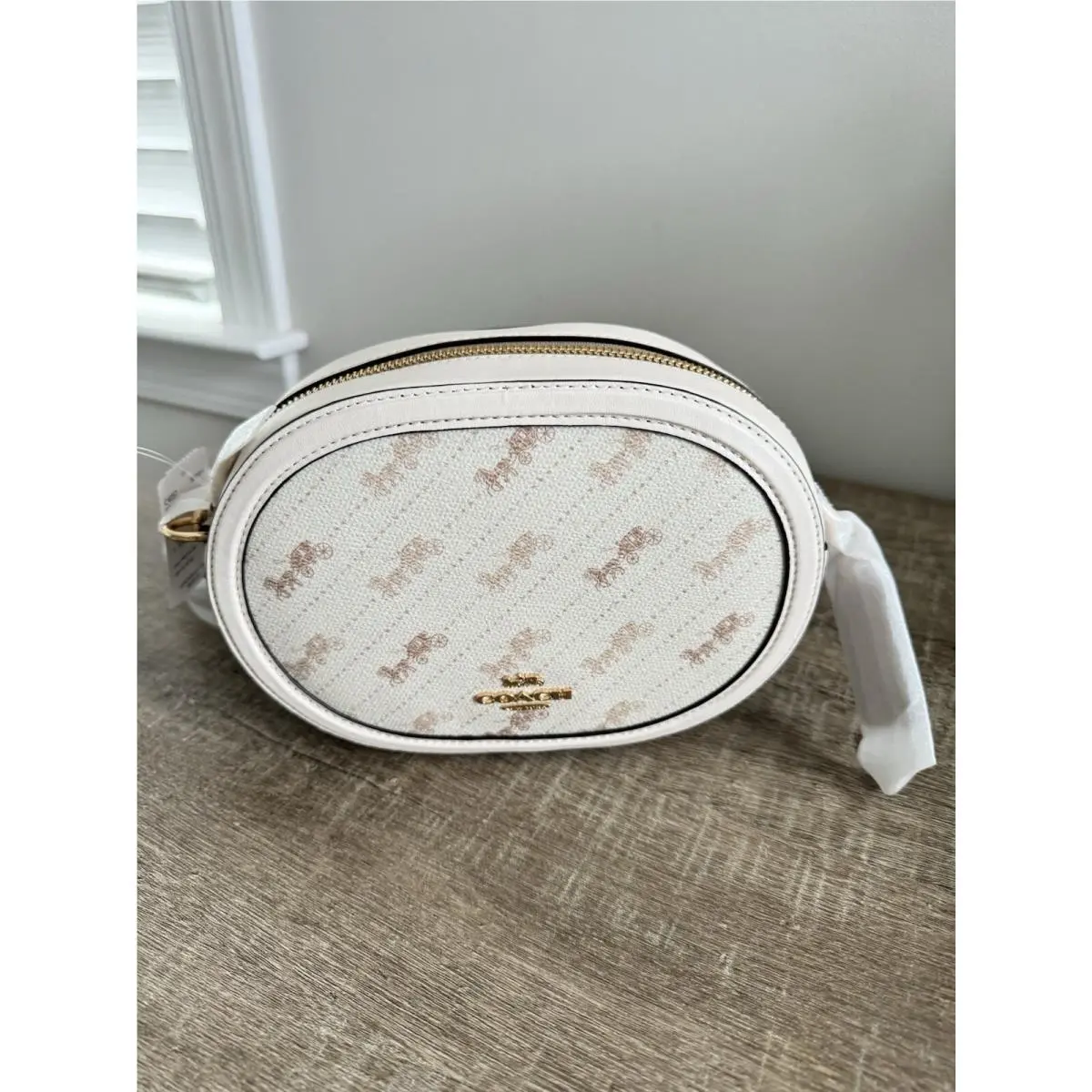 Coach C4057 Cream Horse and Carriage Dot Print Crossbody Bag