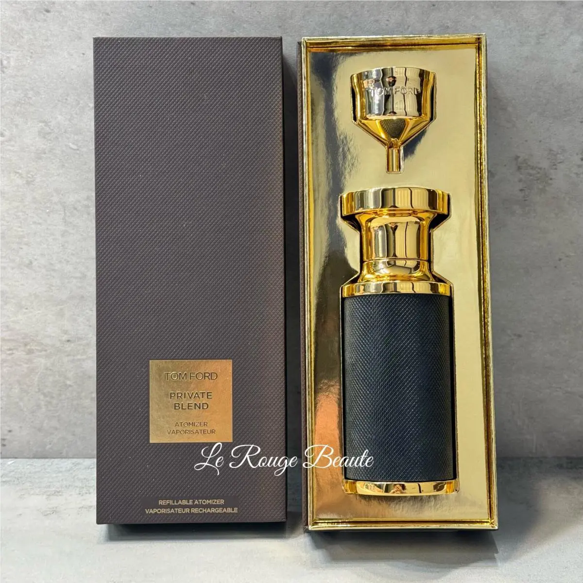 Tom Ford Private Blend Refillable Atomizer Case Empty Leather Bottle - Black