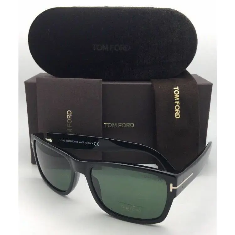 Tom Ford Sunglasses Mason TF 445 01N 58-17 140 Black Frame w/ Green Lenses