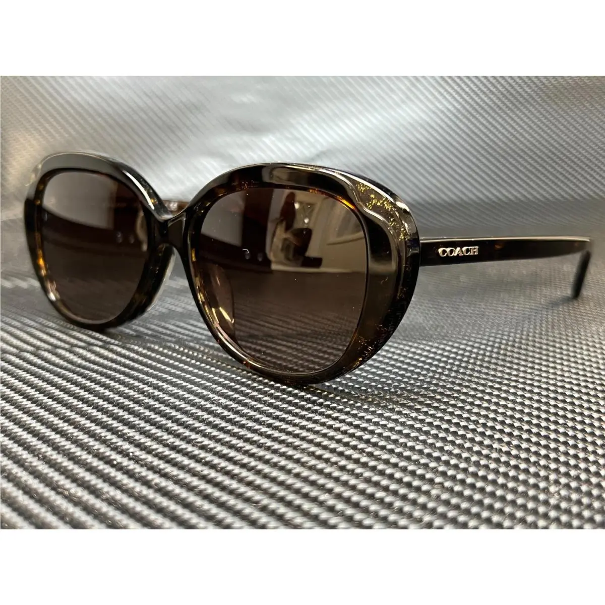 Coach HC8289F 558313 Tortoise Glitter Round Women`s 55 mm Sunglasses
