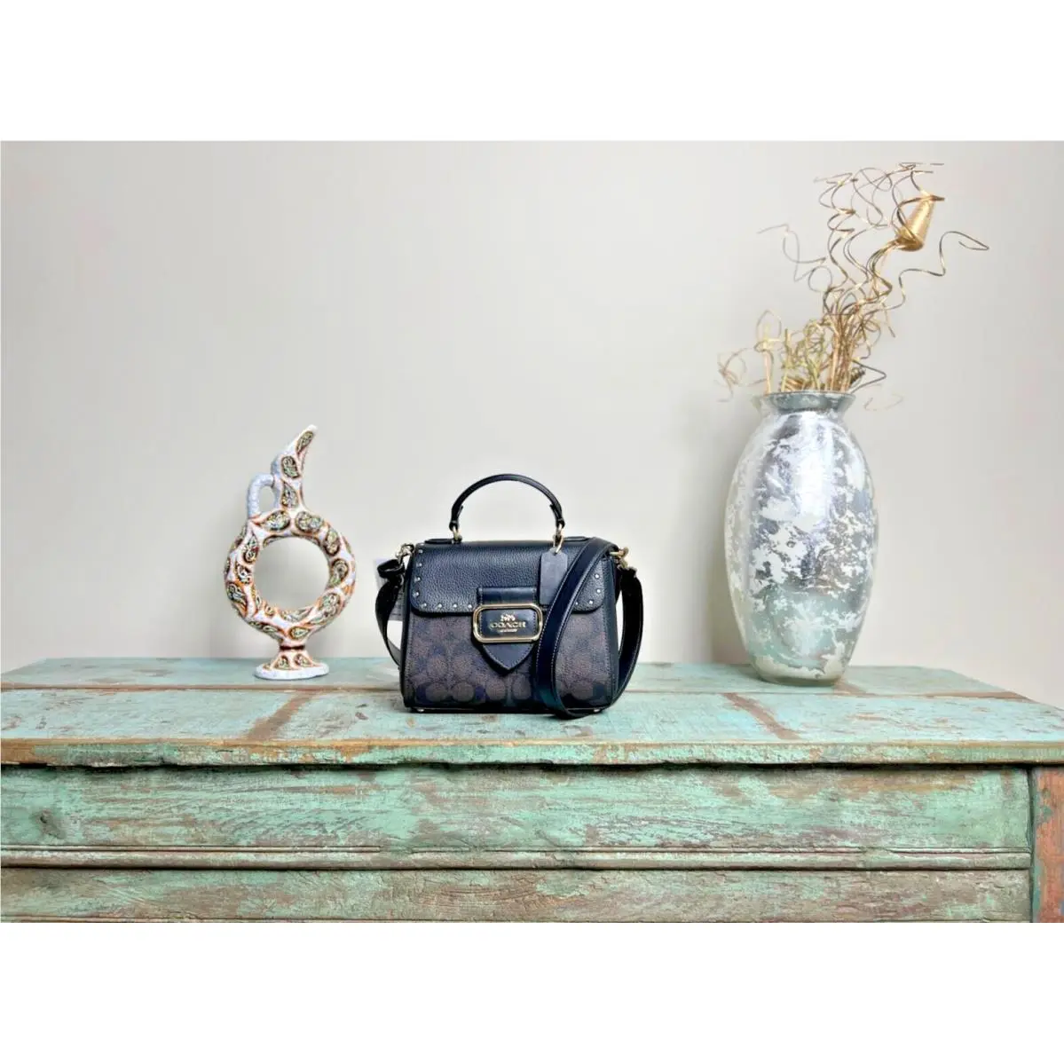 Coach Top Handle Satchel In Colorblock Signature Canvas with Rivets