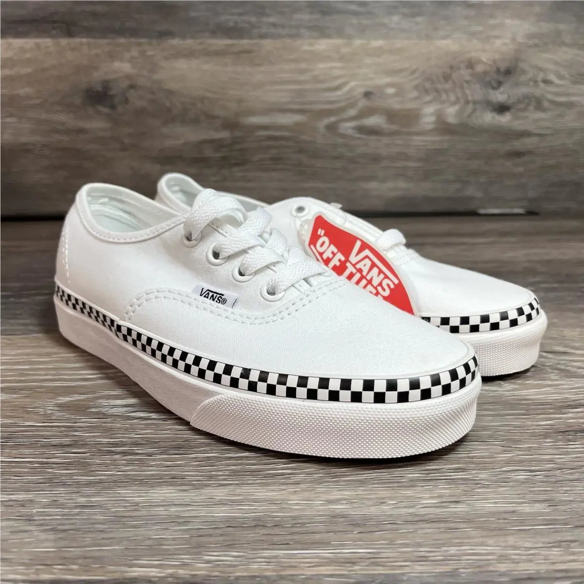 Vans Check Foxing Skate Shoes Men Size 3.5 Women 5 Lace up Sneakers