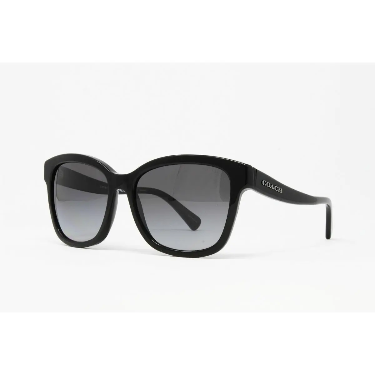 Coach Women`s Polarized Sunglasses Black Frame Grey Gradient Lens 56mm