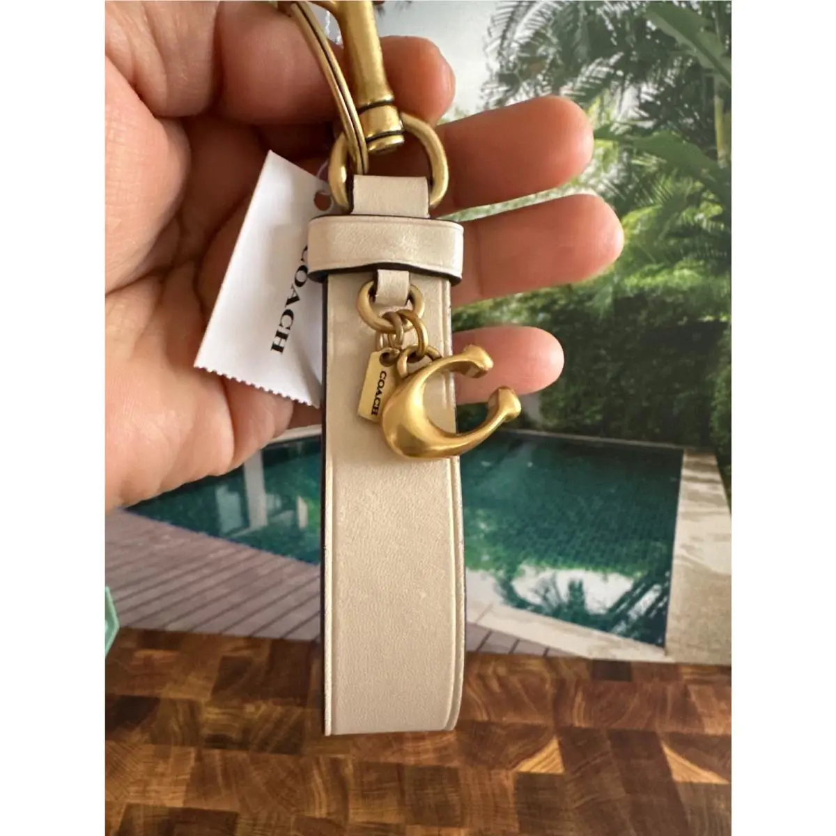 Coach Leather Rivet Loop Bag Charm Key Ring Loop CX204 Chalk