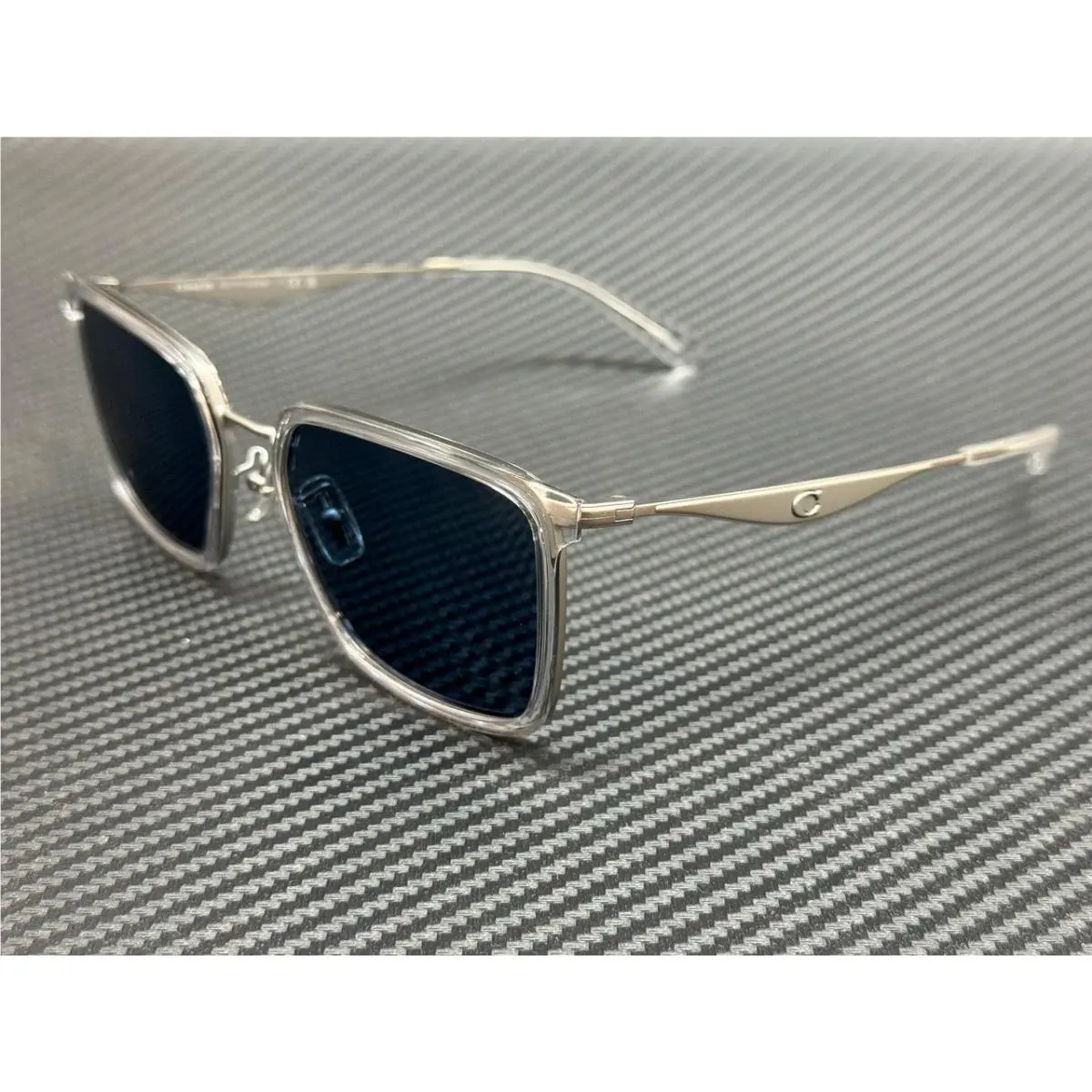 Coach HC7171 945580 Transparent Silver Blue Men`s 56 mm Sunglasses
