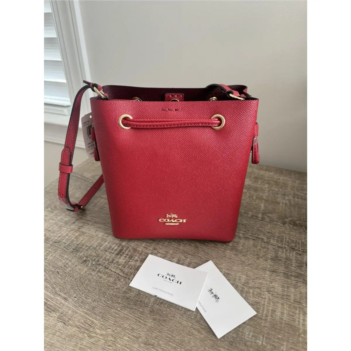 Coach Lena Viridian Crossgrain Leather Small Crossbody Bag F83718 In Red