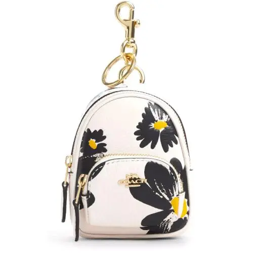 Coach Mini Court Backpack Keychain Bag Charm - CZ605 Floral Print Leather