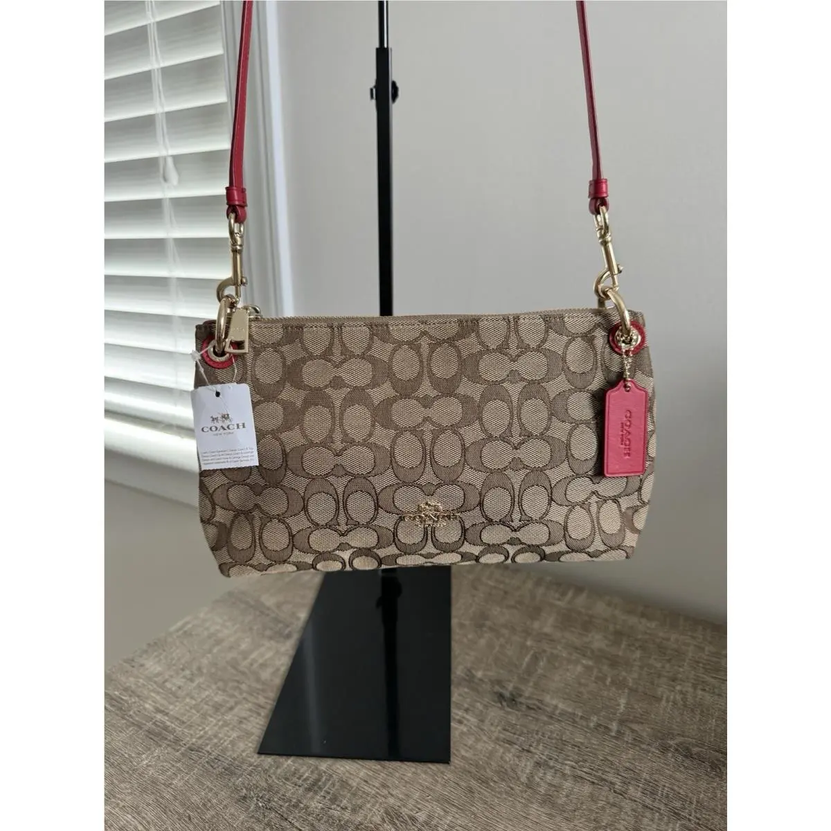 Coach Crossbody Bag IM Khaki/true Red F55663