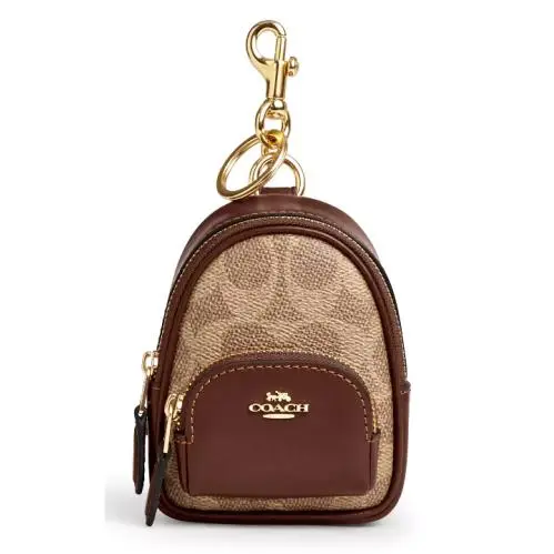 Mini Court Backpack Keychain Bag Charm - CX066 Brown Canvas/leather by Coach