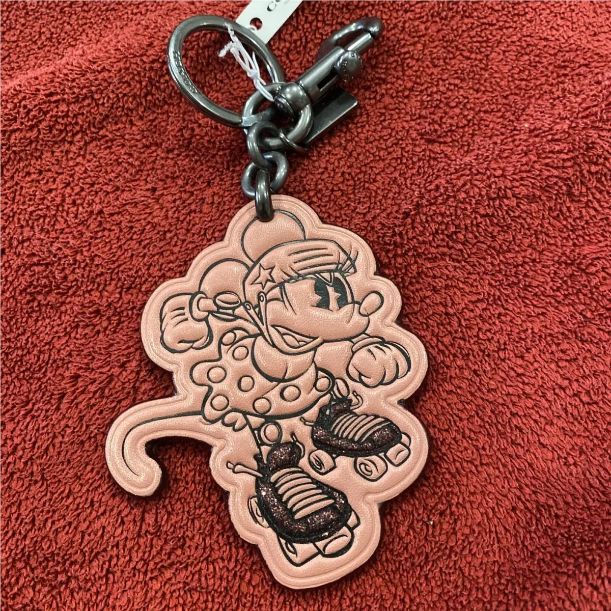 Coach X Disney Minnie Mouse Rollerskate Keyfob Key Chain Bag Charm Pink