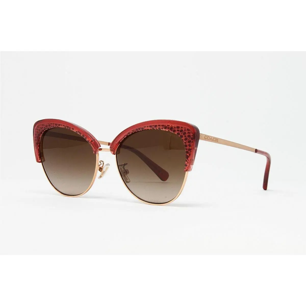 Coach HC7110-557413 Burgundy Rose Gold 55mm Cat Eye Women`s Sunglasses