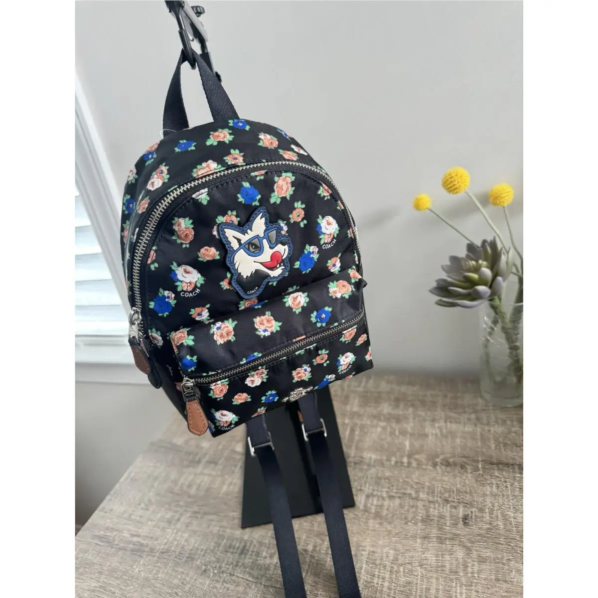 Coach Charlie Mini Backpack IN Tea Rose Floral Print Nylon F57636