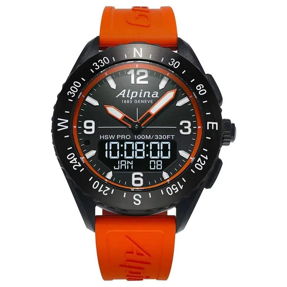 Men`s Smartwatch Alpiner X Hsw Orange Rubber Strap AL-283LBO5AQ6 by Alpina