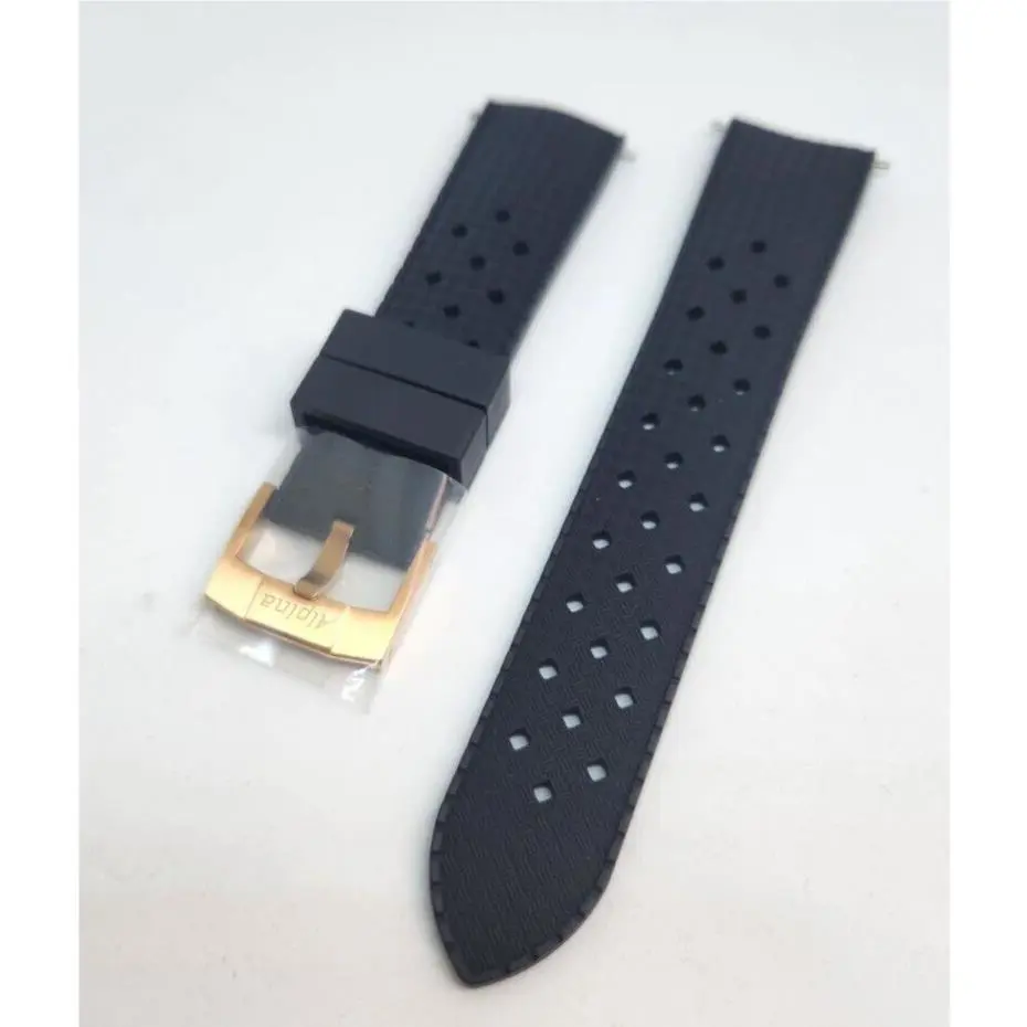 Oem  22mm Black Rubber Strap Band Gold Buckle by Alpina