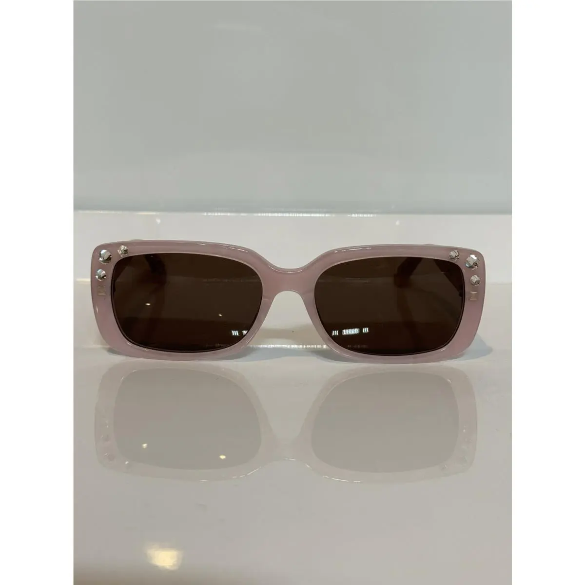 Moschino Mochino 107S 035 Light Pink Rhinestone Woman’s Eyeglasses 56mm