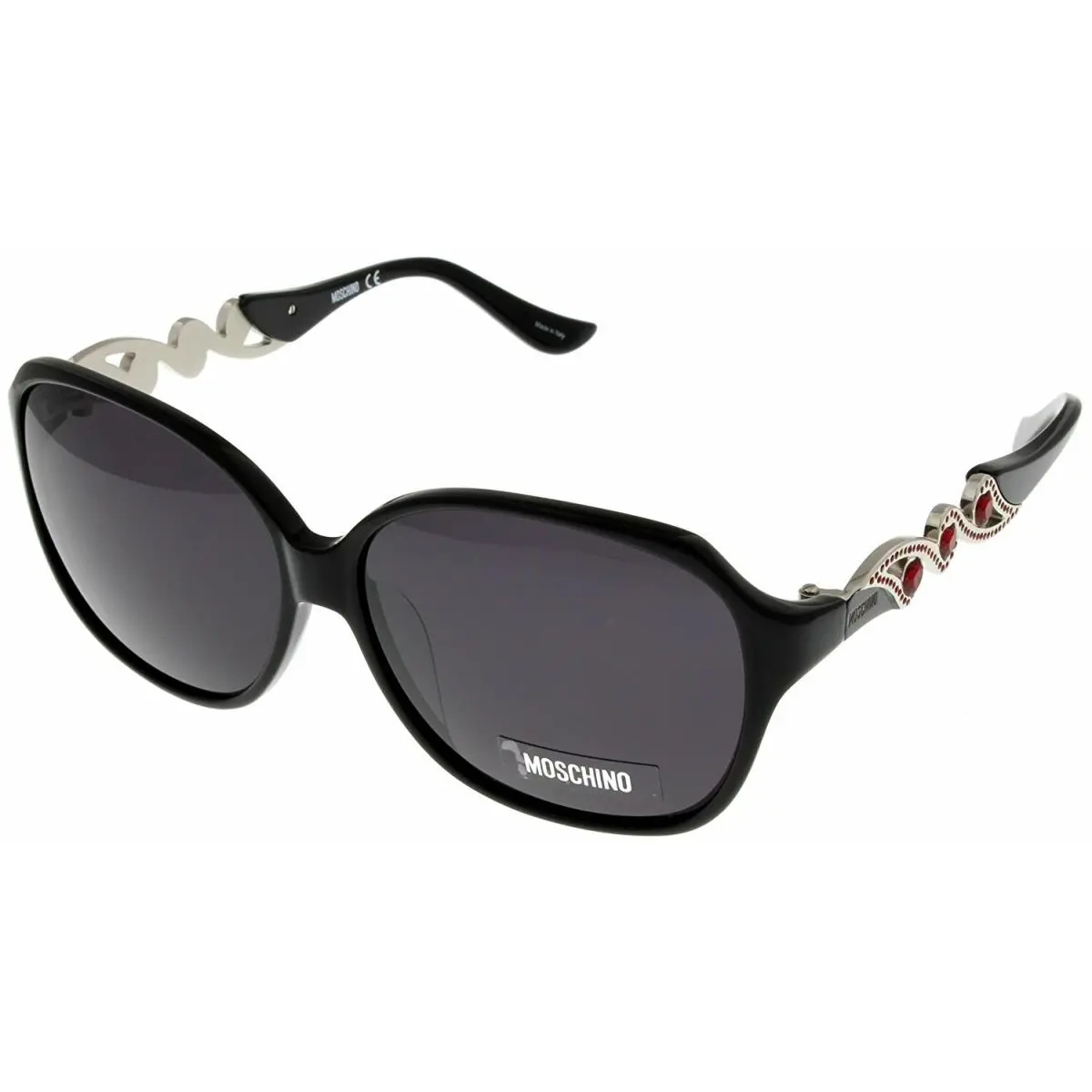 Moschino Sunglasses Women Shiny Black Palladium Rectangular MO592 01