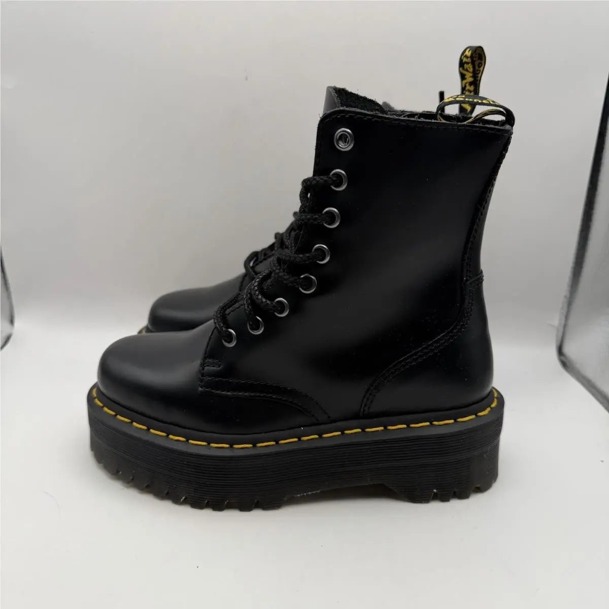 Dr. Martens Jadon Platform Leather Women`s Boot - Black Polished Smooth Size: 5 - Black