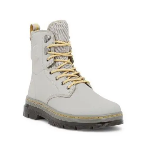 Dr Martens Quinton Mid Grey Moto Combat Military Style Boots Mens 7 Womens 8