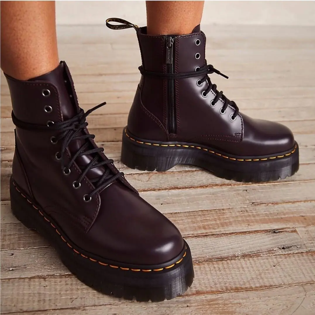 Dr. Martens shoes - JADON PLATFORM Boots Burgundy Smooth LEATHER - Burgundy 0