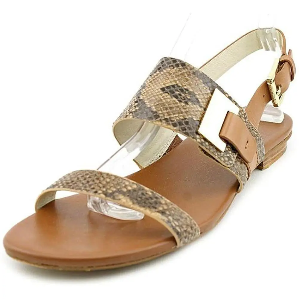 Michael Kors Women`s Guiliana Flat Sandal Leather Luggage Size: 6 M