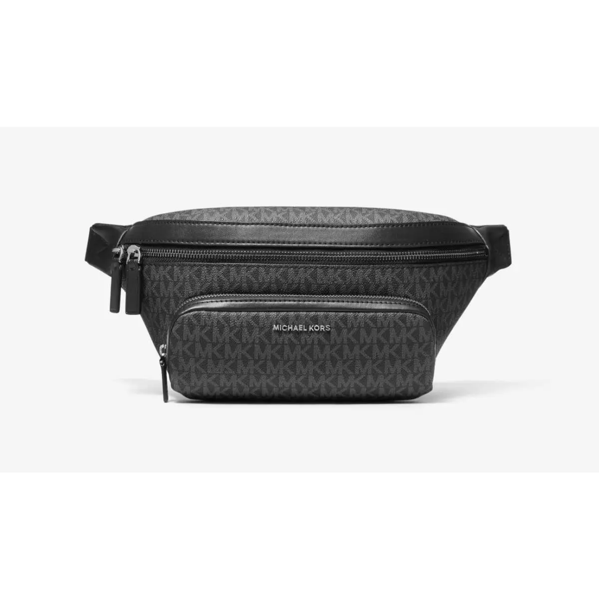 Michael Kors Cooper Black Brown White MK Signature Pvc Belt Bag Fanny Pack