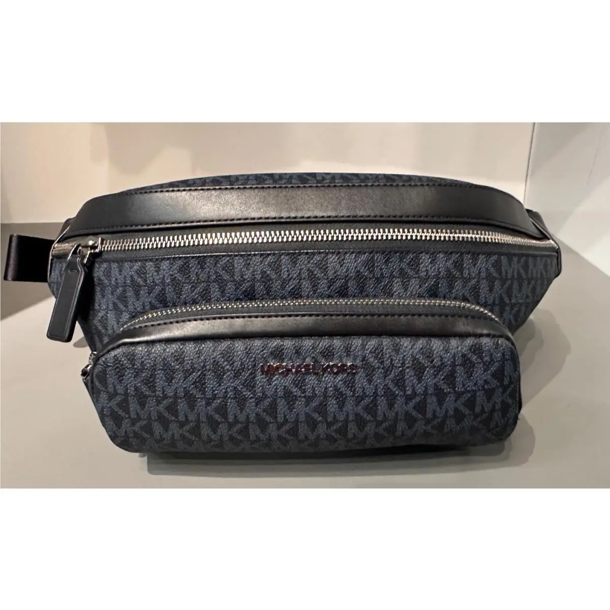 Cooper Black Brown White MK Signature Pvc Belt Bag Fanny Pack Admiral blue mk by Michael Kors