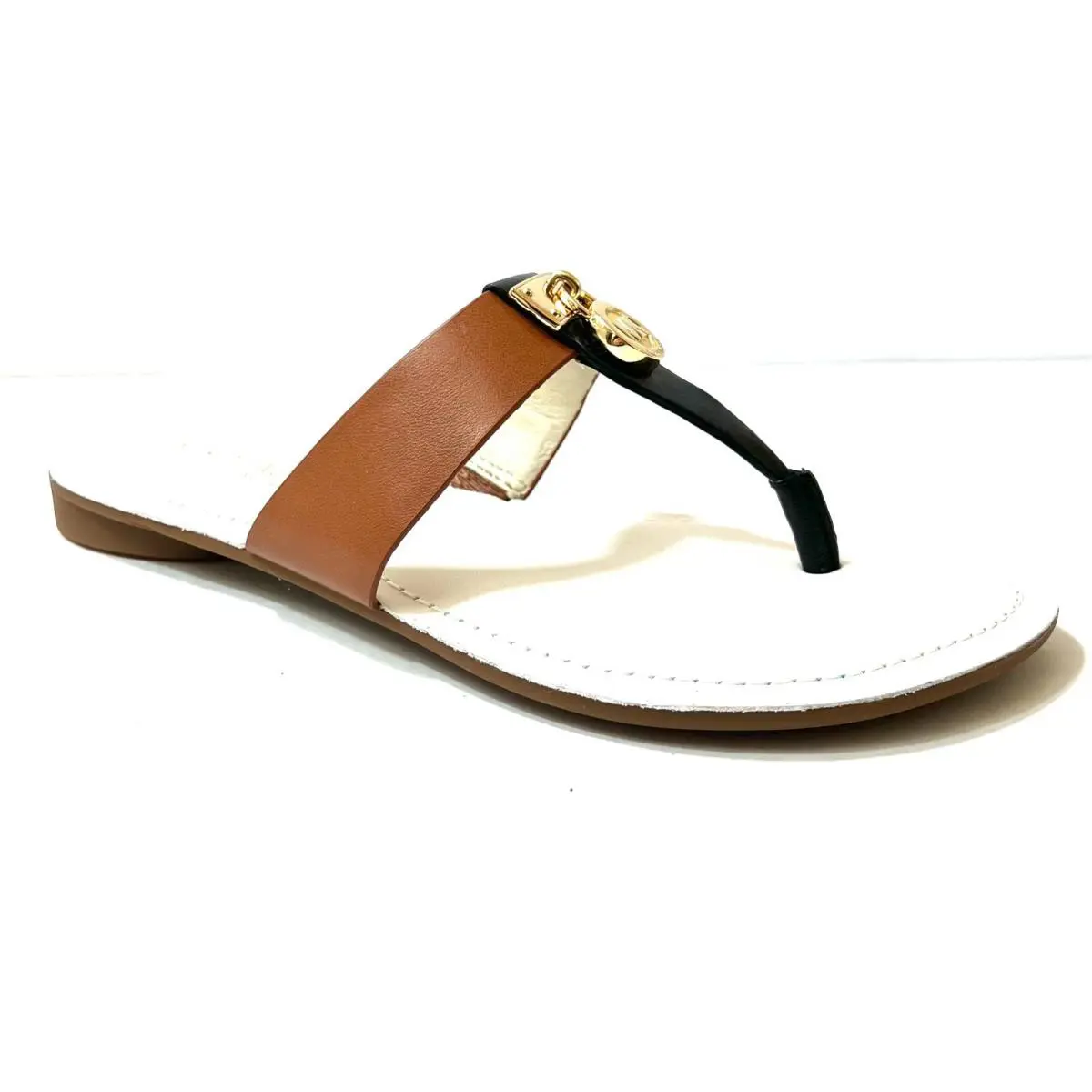 Women`s Hamilton Flat Thong Sandals Leather Black/luggage Size: 5.5 by Michael Kors