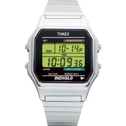Timex Classic Lcd-screen Silver Steel Expansion Band Digital Men`s Watch T78587