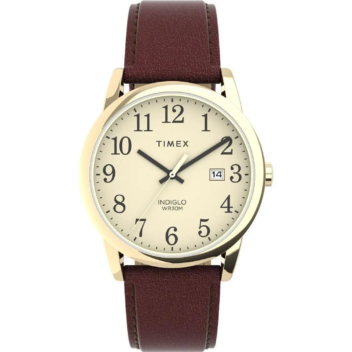 TW2V68900 Men`s Easy Reader 38mm Indiglo Brown Leather Strap Watch by Timex