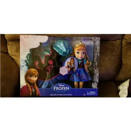 Disney Frozen Anna Doll Toddler Dress Gift Set Dress Fits Sizes 2 4 T