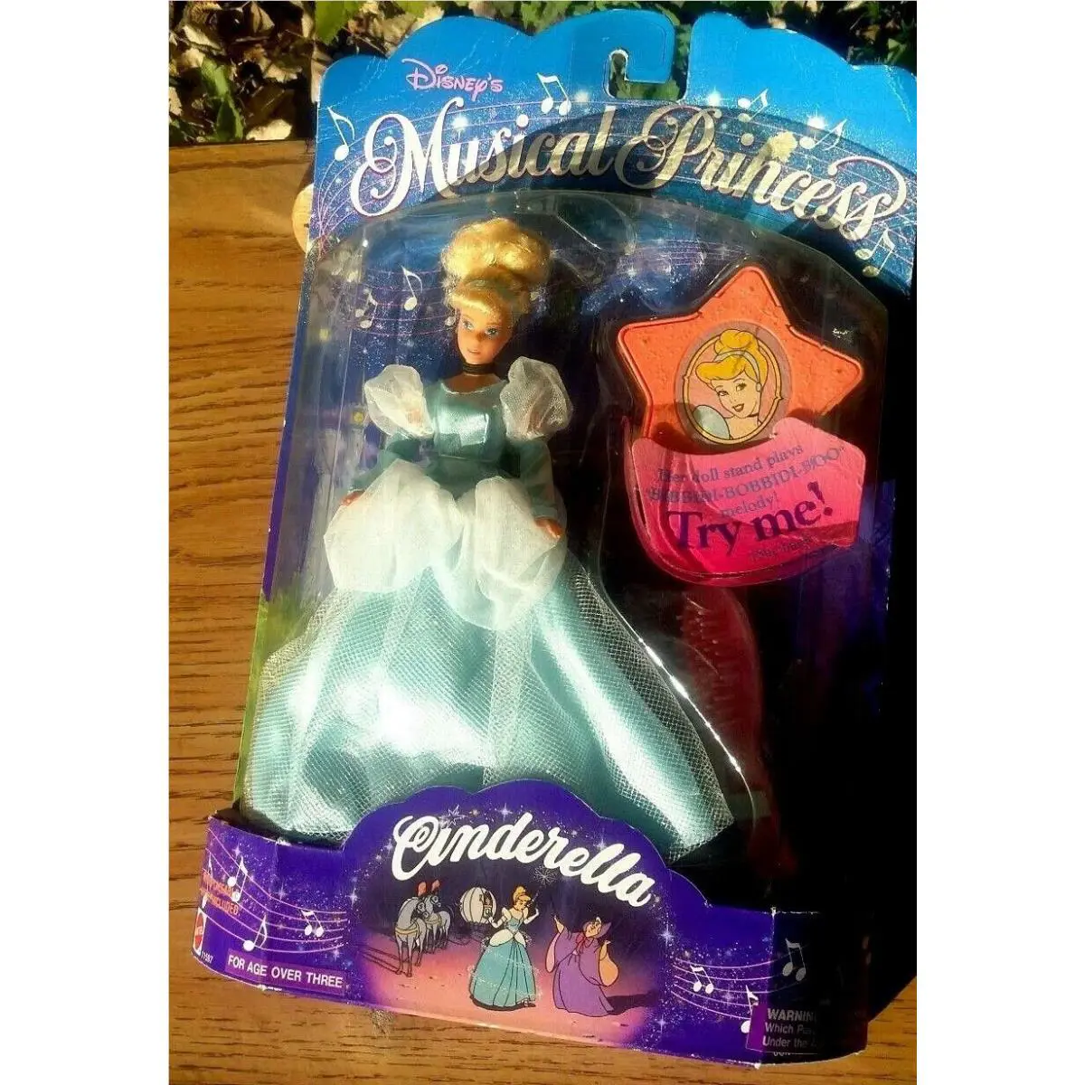 90s Disney Cinderella Musical Princess Doll 11597 Nos Blue Dress Mattel