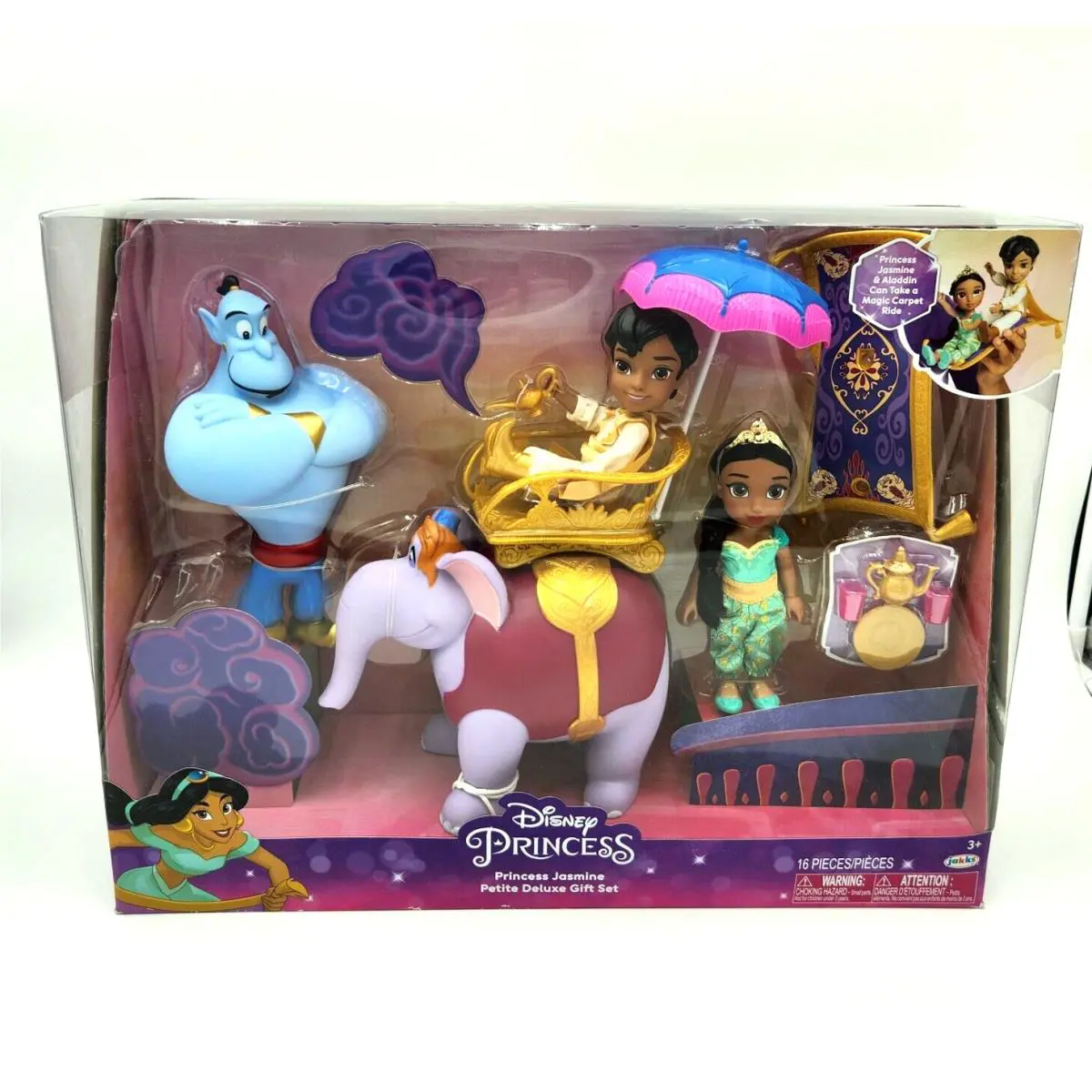 Disney Princess Jasmine Petite Deluxe Gift Set Aladdin Genie Abu Elephant Carpet
