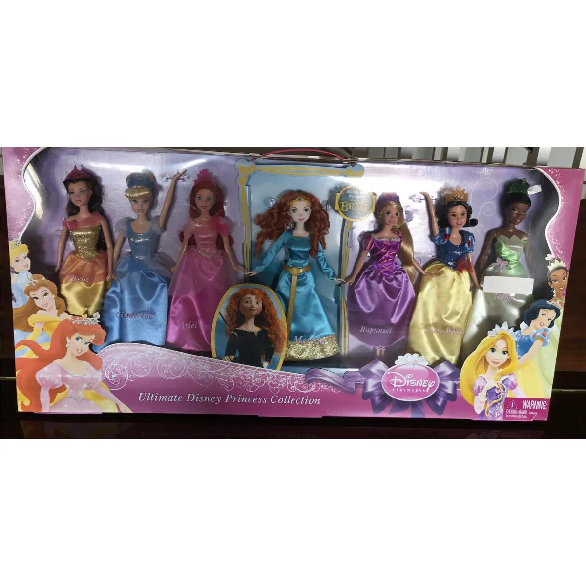 Disney 7 Princess Collection Merida Cinderella Ariel Rapunzel Snow White Belle