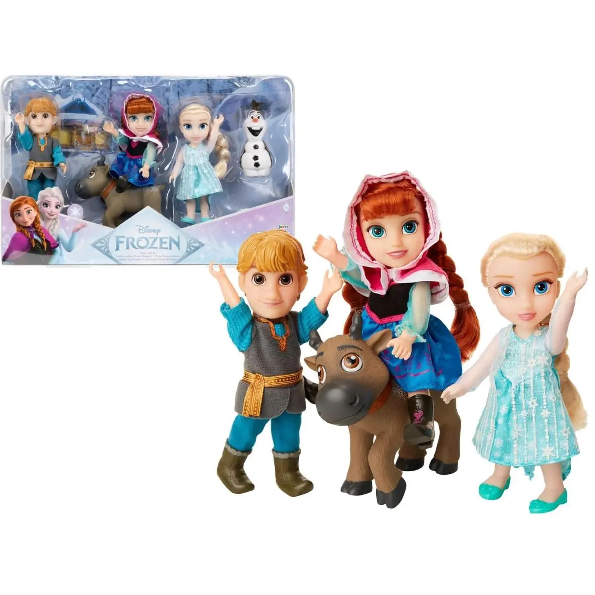 Deluxe Petite Doll Gift Set - Includes Anna Elsa Kristoff Sven and Olaf