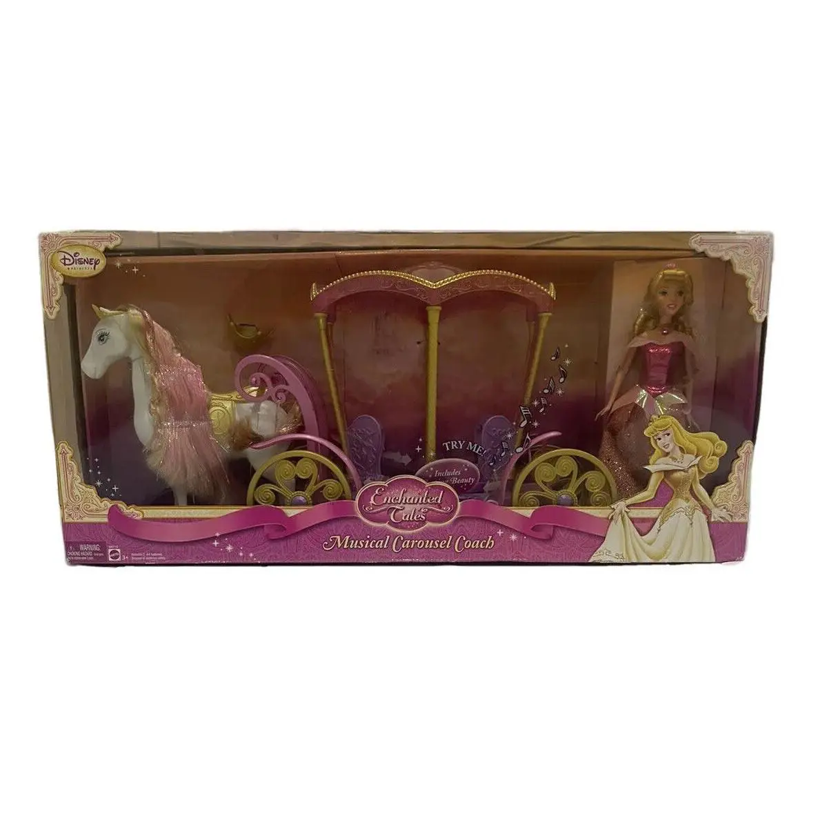 Disney Enchanted Tales Musical Carousel Coach Sleeping Beauty Mattel Rare