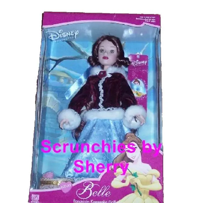 Disney Princess Belle Porcelain Doll Brass Key Holiday Christmas Vintage Mib