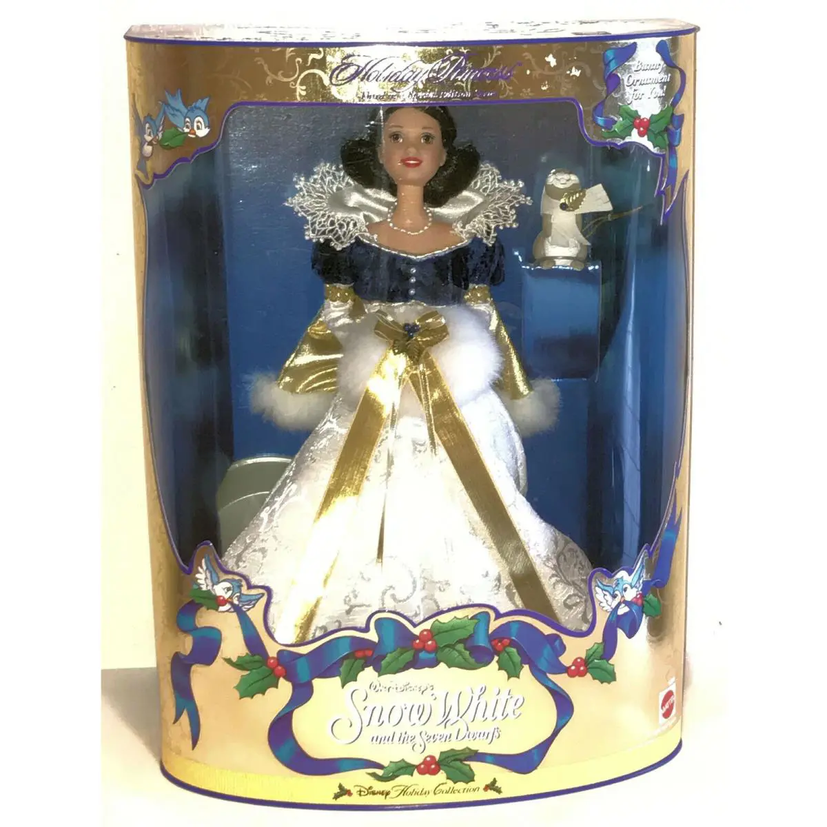 Disney 12 Holiday Princess Snow White 7 Dwarfs Doll with Bunny Ornament