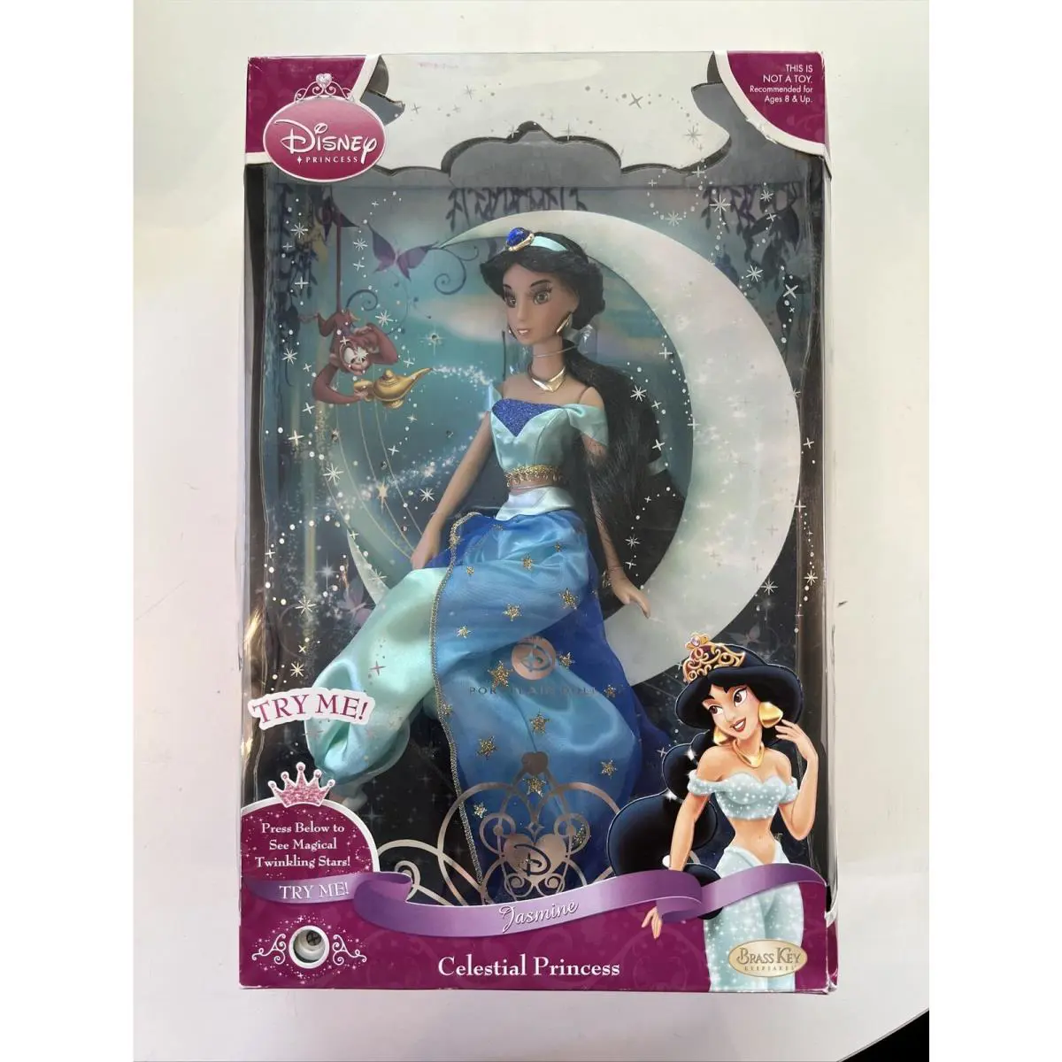 Disney Brass Key Jasmine Celestial Princess Porcelain Doll Worn Box