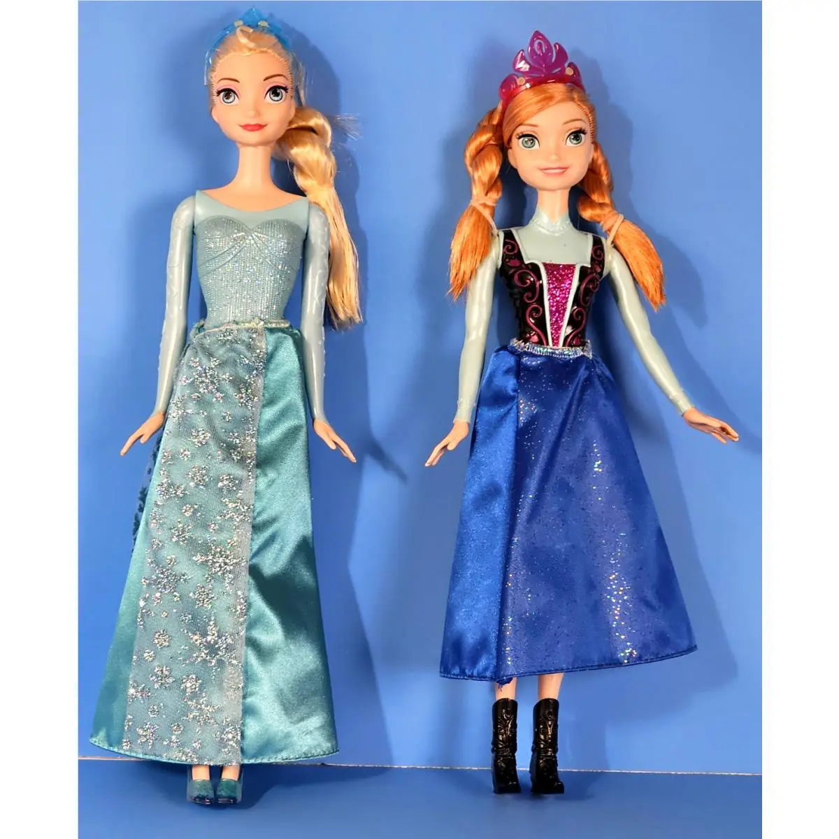 Disney Frozen Sparkle Princess Anna Elsa Royal Sisters Barbie Dolls w Tiara