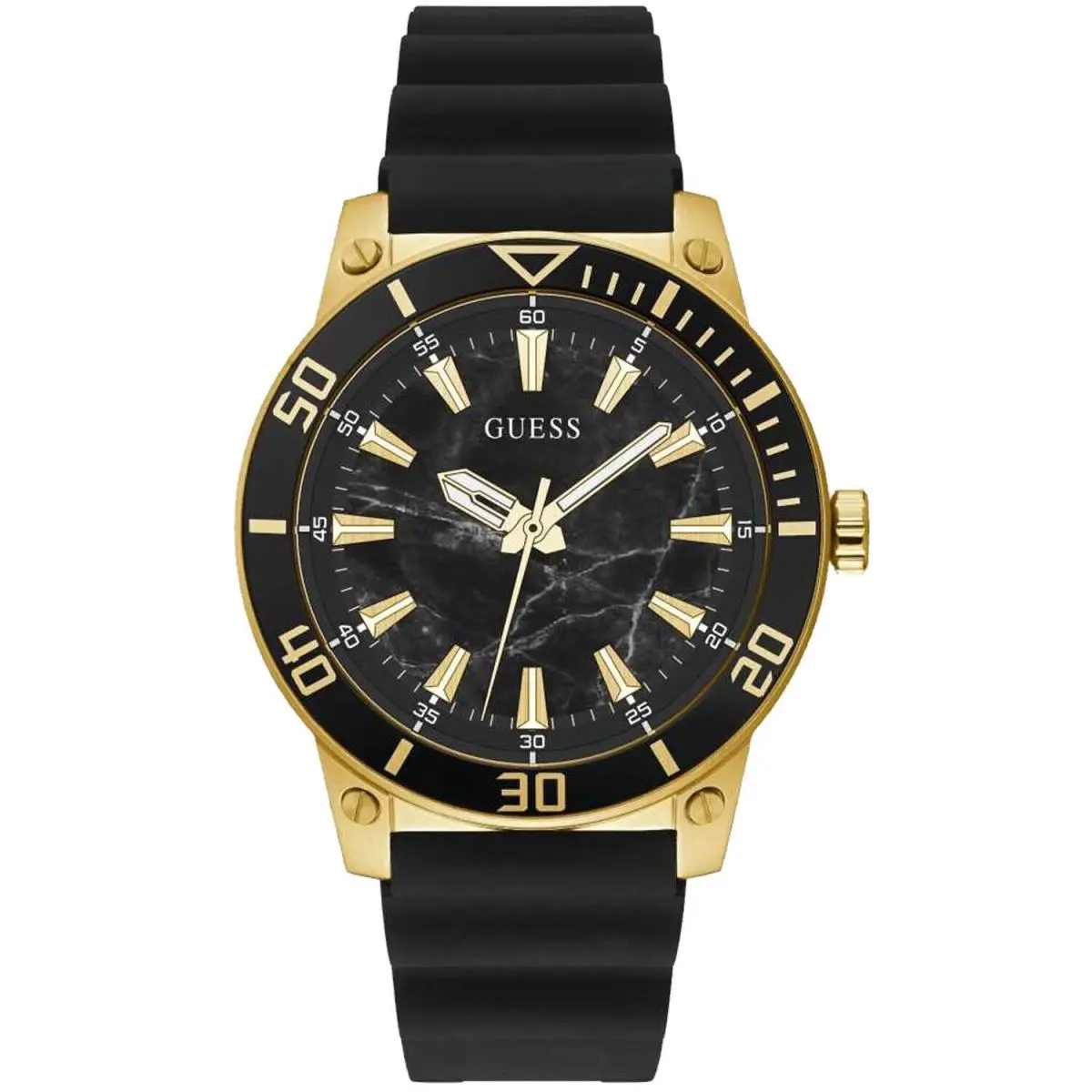 Guess GW0420G21 Men`s Black Tone Blue Silicone Band Analog Watch