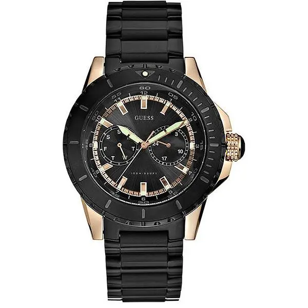 Black Stainless Steel Chronograph Multi Function Men`s WATCH-W25005G1 by Guess