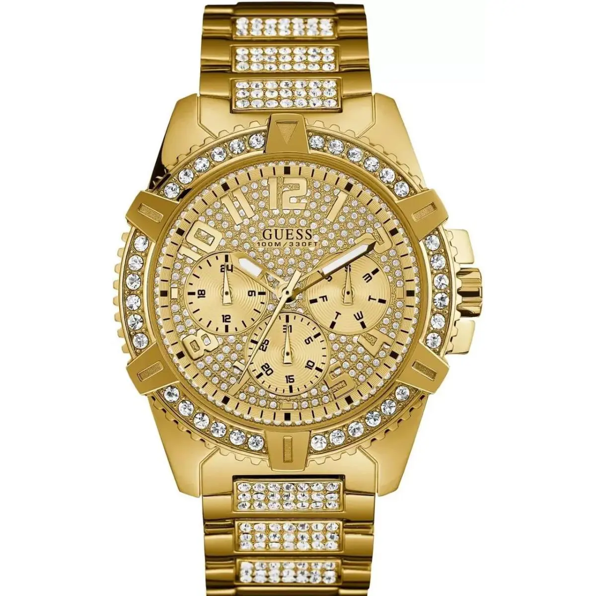 Guess Men`s Frontier Quartz Gold Dial Watch - W0799G2