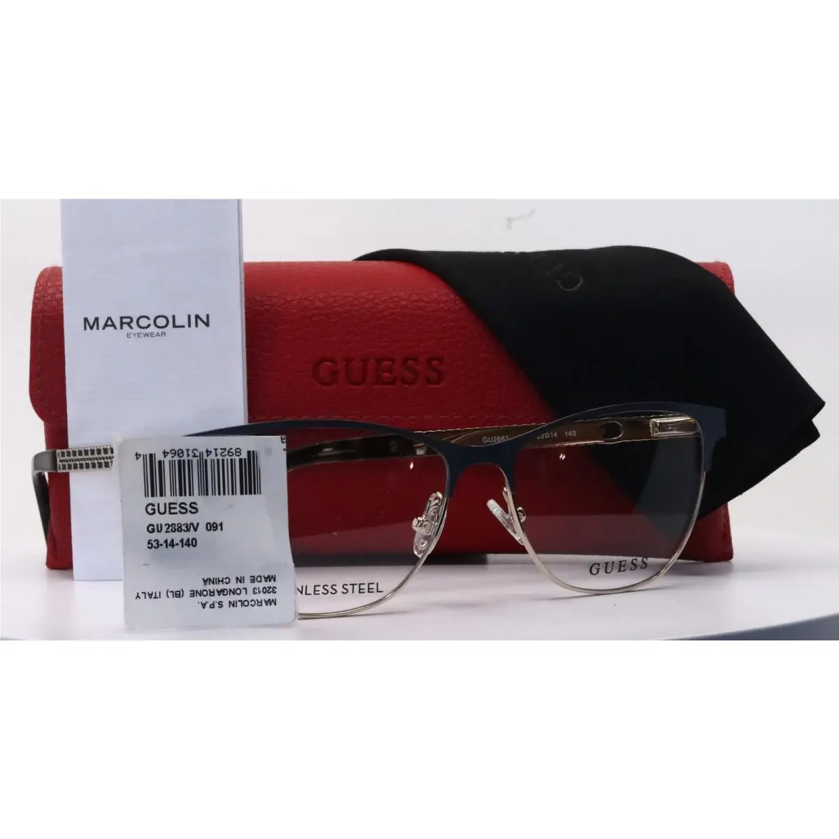Guess GU2883 091 Matte Blue Square Womens Full Rim Eyeglasses Frames 53-14-140