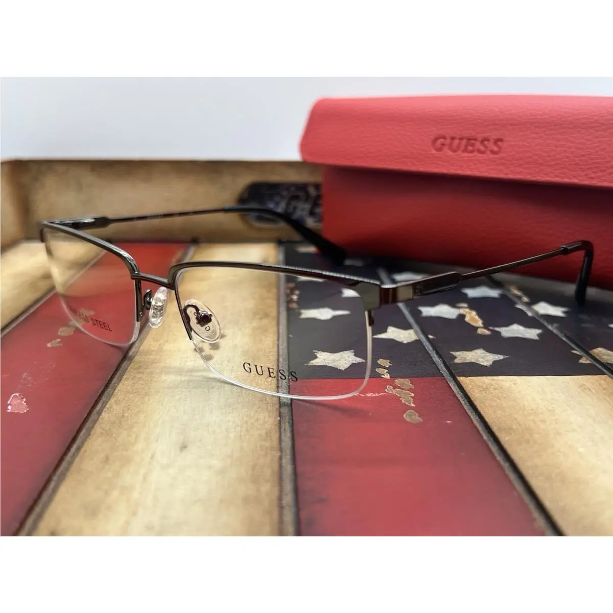 Guess GU50005/V 008 Steel 56mm Eyeglasses Option To Add RX